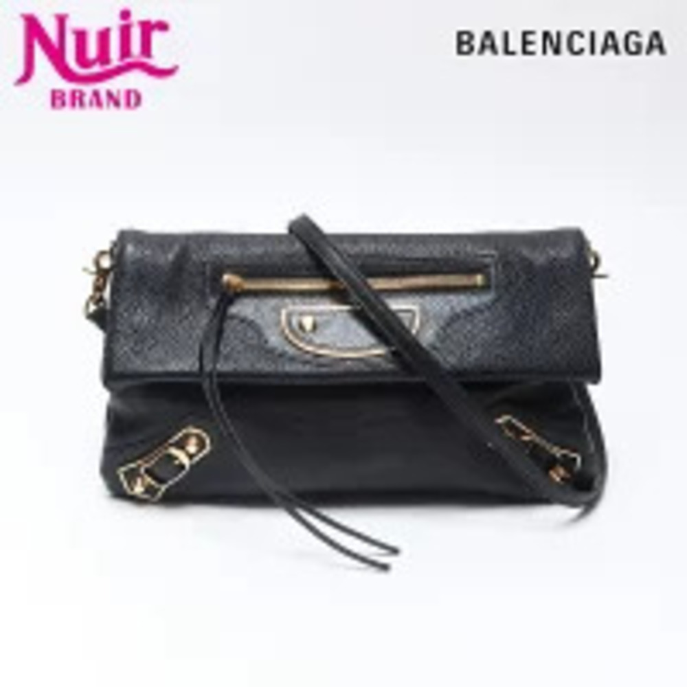 Balenciaga Envelope Leather Shoulder Bag Black - Picture 1 of 13